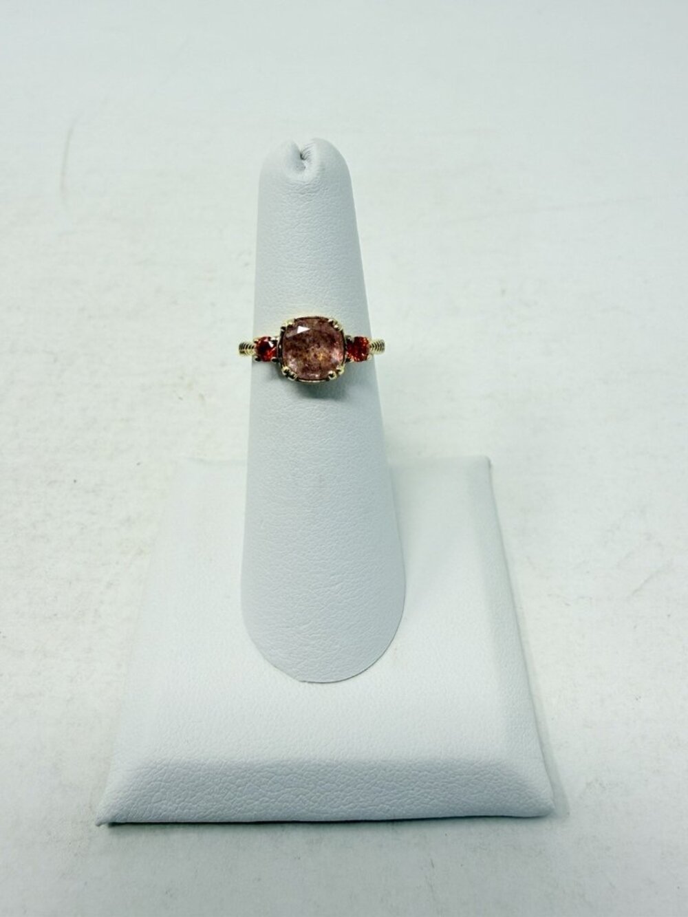 Shop LC Cherry Quartz/Simulated Garnet Size 5 Ring in Sterling Silver 5190